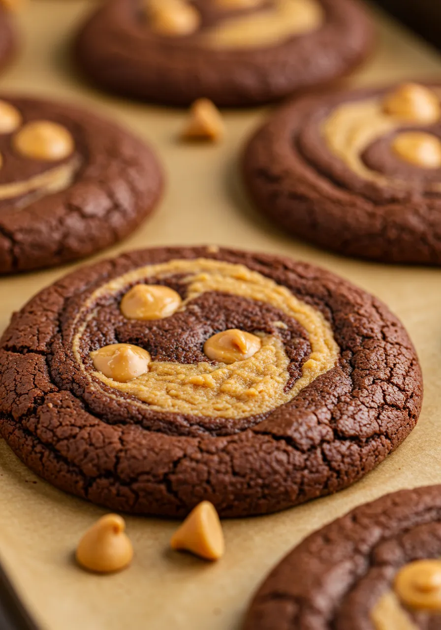 Swirled Brownie Cookies with a Peanut Butter Twist